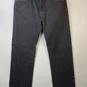 Levi's 501 Jeans Mens 33x34 Black Button Fly Dark Wash Western 100% Cotton Denim